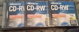 New Memorex 80 Minute CD-RW 12x High Speed 3 Pack Blank 700MB  - £4.64 GBP