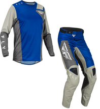 Fly Racing Kinetic Jet Blue Grey White Dirt Bike Adult MX Motocross Moto Gear - £132.83 GBP