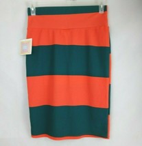 NWT LuLaRoe Cassie Pencil Skirt With Green &amp; Orange Wide Stipes Design S... - £12.35 GBP