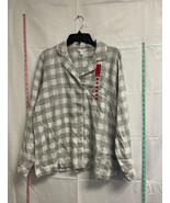 MSRP $60 Charter Club Grey And Sliver Plaid Button Up Pajama Top Size Me... - $19.00