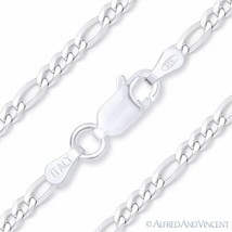Figaro Link 2.1mm G060 Italian Chain Necklace in Solid 925 Italy Sterling Silver - £30.46 GBP+