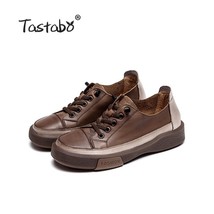 Women Shoes 2021 High Top Sneakers Women Shoes Leather Canvas Shoes Flats Brown  - £66.68 GBP