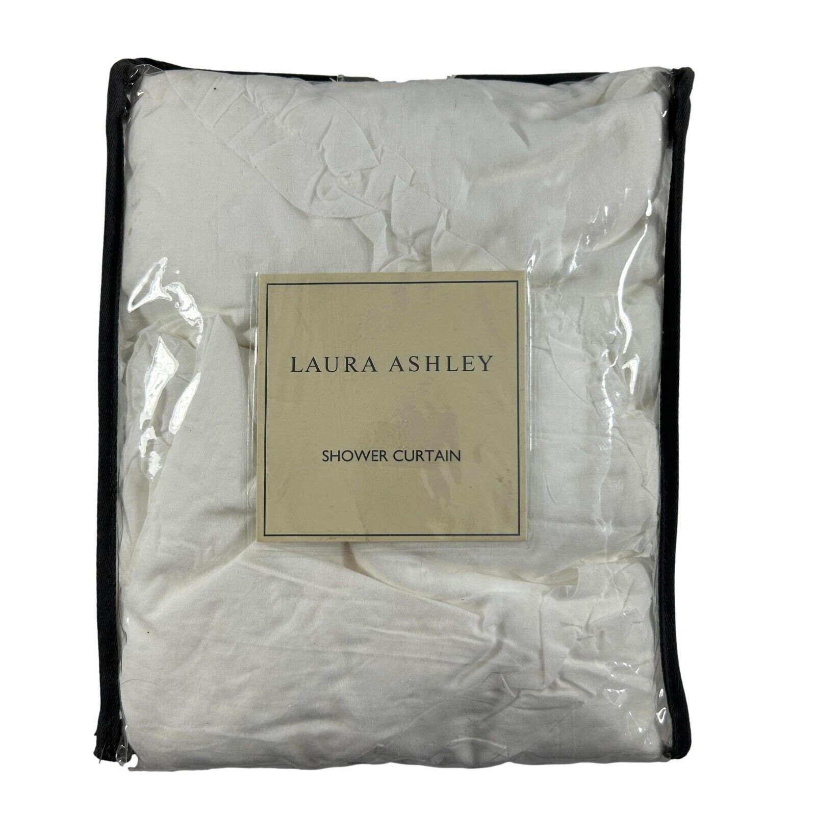 Laura Ashley Adeline Shower Curtain 72" Lattice Applique Ruffles Cotton White - $28.71