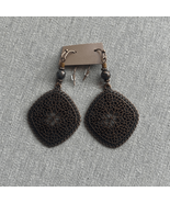 Womens Boho Bronzed Filigree Earrings Brown Dangle Beaded Wire Closure NWOT - £22.05 GBP