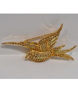 Vintage 1992 Christian Dior Gold Plated Bird Brooch With Crystals - £217.72 GBP