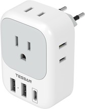 European Travel Plug Adapter USB C International Plug Adapter with 4 AC Outlets  - £26.41 GBP