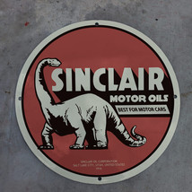 Vintage 1916 Sinclair Motor Oils &#39;Best For Motor Cars&#39; Porcelain Gas &amp; Oil Sign - £100.77 GBP