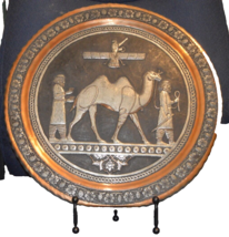 Rare Beautiful Large Metal Platter, Camel w Soldiers &amp; King, 19” Diameter - $99.99