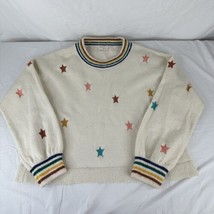 Storia Women&#39;s Cream Embroidered Star Balloon Sleeve Sweater Sz M Anthro... - £23.42 GBP