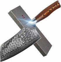 TUO 7'' Cutlery Cleaver Knife - Japanese AUS-10 Damascus Steel Hammered Finish - £99.89 GBP