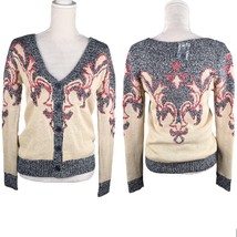 Flying Tomato My Love Cardigan Sweater Beige Blue Red Small New - $34.99