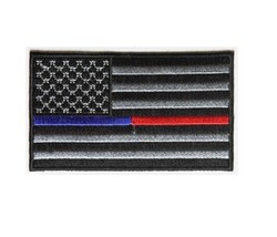 THIN BLUE &amp; RED Line Subdued American Flag 3.5&quot; x 2.1&quot; iron on patch (4934)(F26) - £4.93 GBP