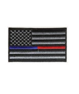 THIN BLUE &amp; RED Line Subdued American Flag 3.5&quot; x 2.1&quot; iron on patch (49... - £4.90 GBP
