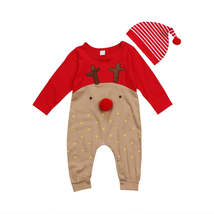 2Pcs Newborn Baby Boys Girl Christmas Rompers Long Sleeve Deer Romper Jumpsuit H - £16.54 GBP