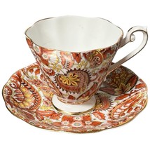 Vintage Berkeley Square Orange Rust Paisley Cup &amp; Saucer Fine Bone China... - $10.00