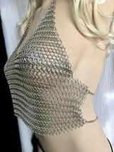 Club Party Aluminum Chainmail Bra Set Crop Top Body Chain - £48.57 GBP+