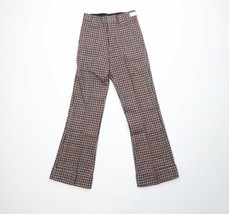 Deadstock Vtg 60s 70s Boys 12 Slim Houndstooth Knit Flared Wide Leg Pant... - $79.15