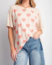 Easel heart print cotton knit top in Natural - £30.89 GBP