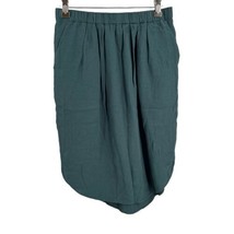 Madewell Skirt Green Rounded Hem Knee Length Elastic Waistband Pockets Small - $24.07