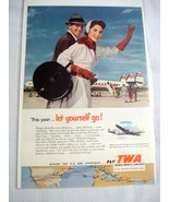 1953 Color Ad TWA Airlines &quot;This Year...Let Yourself Go&quot;  TWA Skyliner - $7.99