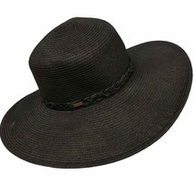 Nine West black wide brim braid detail beach/ sun hat, one size - £17.84 GBP