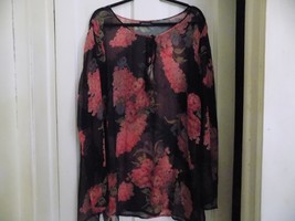 Lane Bryant Black Floral 100% Silk Tunic Size 1X - £18.55 GBP