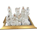 Home for the Holidays Porcelain Nativity Scene Set 12 Figures &amp; Mirror B... - £22.13 GBP