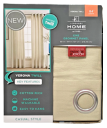 J.C. Penney Verona Twill Grommet Panel 50" x 84" Raffia Beige Cotton Blend - $25.74