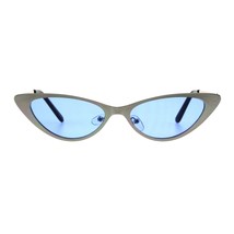 Skinny Cateye Sunglasses Womens Retro Fashion Metal Frame Color Lens - £14.12 GBP