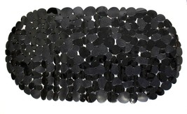 Pebble Oval Bath Mat, 27&quot;x 14&quot; - Elegant Black, Anti-Slip PVC Suction - $11.87