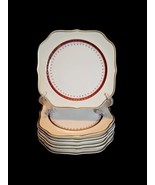 Square Salad Plate Cardinal by Homer Laughlin Eggshell Nautilus Set of 7 - £66.57 GBP