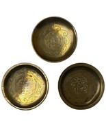 Vintage 1960s Solid Brass Drinking Coasters Chinese Characters Decor Bar... - $33.90 CAD