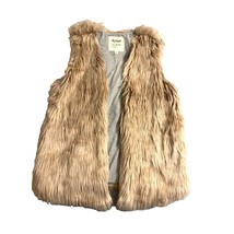 Dylan Womens Size Medium Luxury Faux Fur Vest Coat Fuzzy Furry tan Pocke... - $34.64