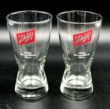2 Vtg Schlitz Pilsner Sham Beer 10oz Glasses 6&quot; Set Brew Man Cave Collector - £11.00 GBP