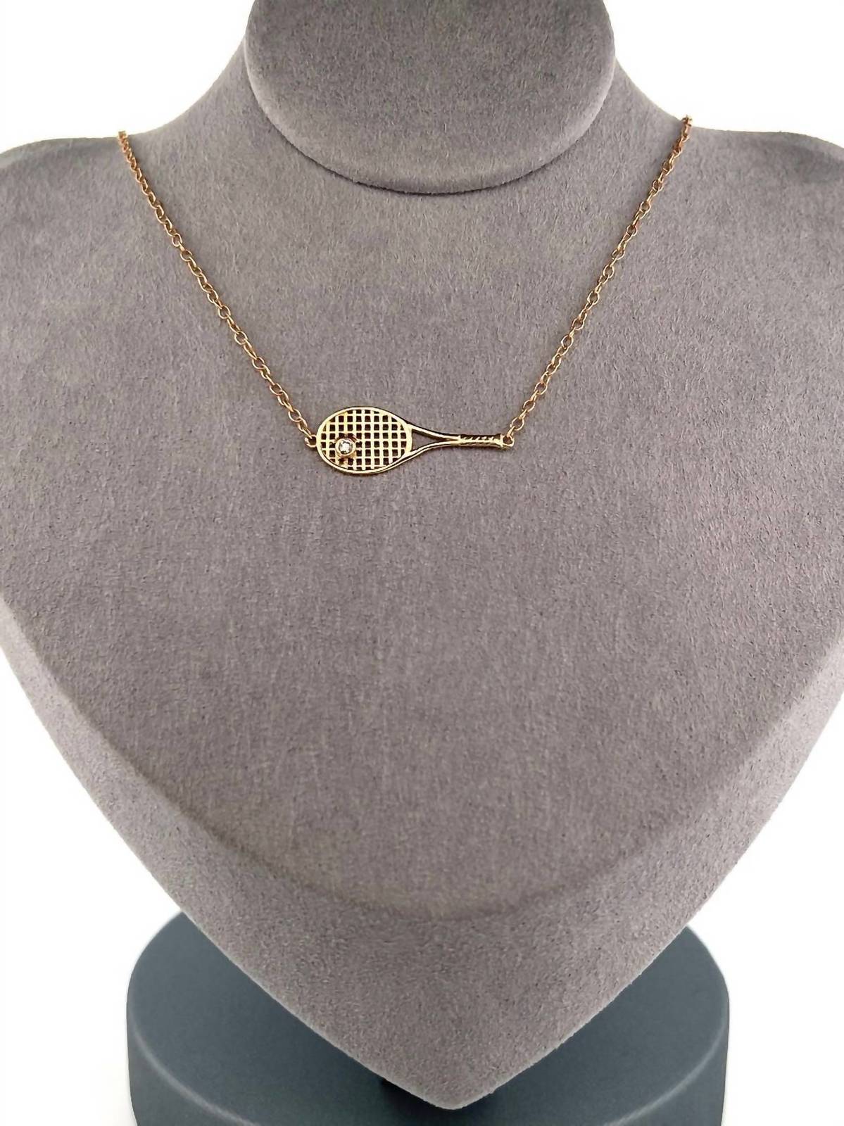 Love Love Tennis Women&#39;s Gold Racket + Diamond Ball Necklace Size One Size - $1,660.23