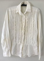 Dolce &amp; Gabbana Cream White Button Up Tuxedo Blouse Fancy Shirt Top Wome... - £62.84 GBP