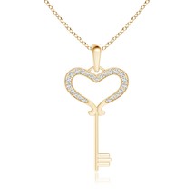 ANGARA Lab-Grown 0.13 Ct Pave-Set Diamond Heart Key Pendant Necklace in ... - £427.21 GBP