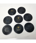 Record Music Coasters Black Hit Parade Japanese Plastic Felt 1960s MCM S... - $15.15