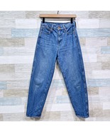 J Crew Peggy Barrel Leg Jeans Medium Wash High Rise Stretch Denim Womens 24 - $49.49
