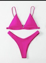 Women&#39;s Sexy Triangle High Cut Bikini Swimsuit Hot pink small 2 Piece - £7.69 GBP