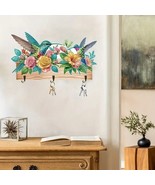 Vibrant Hummingbird Design Key Holder, Wood, Round Diamonds, Colorful Wa... - $29.70 CAD