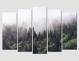 Forested Mountain in Lying Cloud Canvas Art Office Decor Mountains Print Forest  - £39.16 GBP