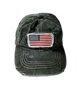 American Flag Cap Gray Distressed Hat Ball Cap Adjustable Back 100% cotton - £3.85 GBP