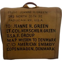 Vintage 1940s WWII Flying Ace Herky Green Suitcase Canvas Cover Mission Denmark - £220.93 GBP