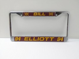 Vintage Bill Elliott NASCAR Metal License Plate Frame Embossed #94 Chrome Red - £12.60 GBP