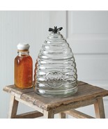 Honey Bee Hive Glass Jar Canister - Primitive Farmhouse Crock - Medium 9&quot; - £60.41 GBP