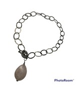 Vintage antique Sterling silver 925 Rose Quartz stone pendant necklace - $223.93 CAD