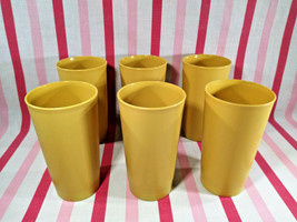 Awesome 1970&#39;s Minty Tupperware 6pc Harvest Gold 12oz Tumbler Set Groovy - £15.72 GBP
