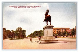 Grand Boulevard Monumento Washington Park Chicago Il Illinois Unp DB Cartolina - £3.20 GBP