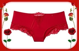 XL Red Lipstick Satiny Micro Lace Inset Very Sexy Cheeky Victorias Secre... - £10.21 GBP
